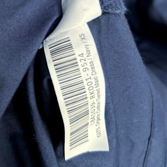 NWOT Quince Women's Navy Blue Tiered Maxi Dress XS Organic Poplin 4480-90 - Picture 9 of 11
